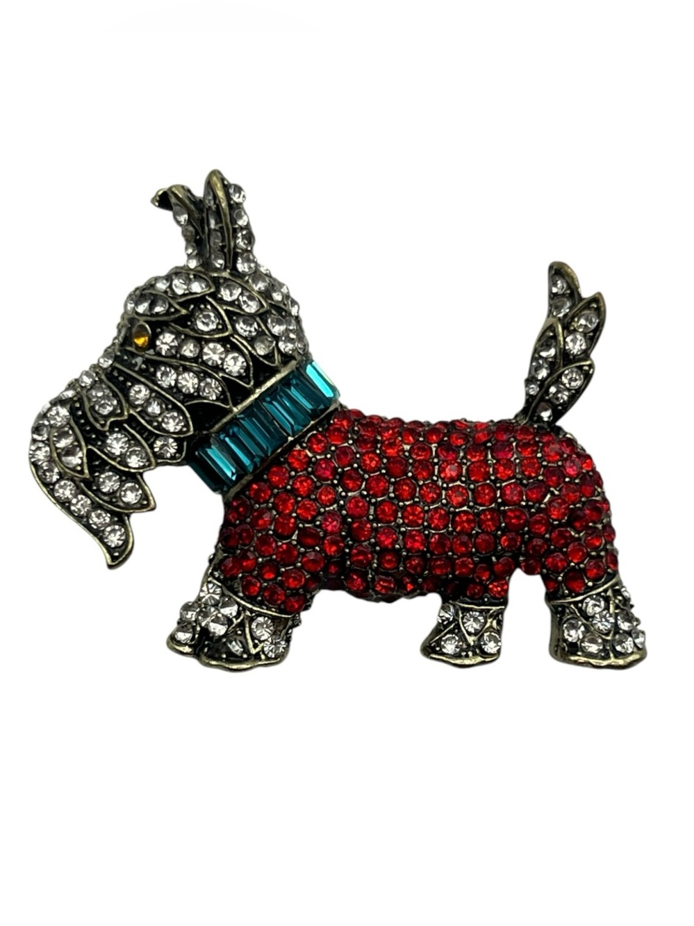 Scottish Terrier Scottie dog puppy rhinestone brooch pin